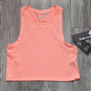 Hind Coral Sleeveless Mesh Crop Tank S NWT